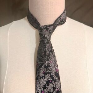 Nick Cannon Silk Tie Black Paisley  Geometrics Multicolor Necktie Office Classic
